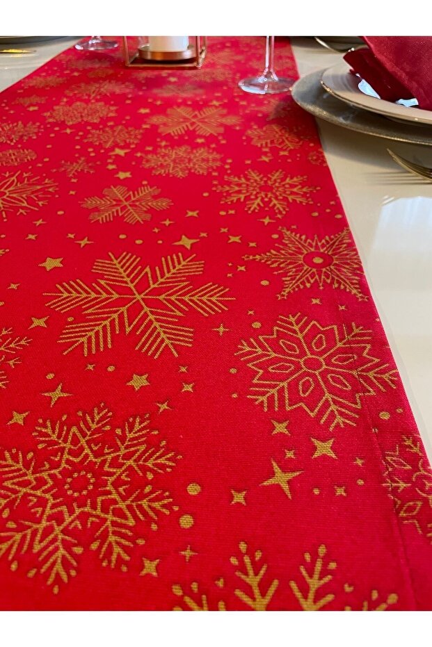 New Year Themed Red Runner Christmas Table New Year's Table Runner (Napkin Not Included) - 7