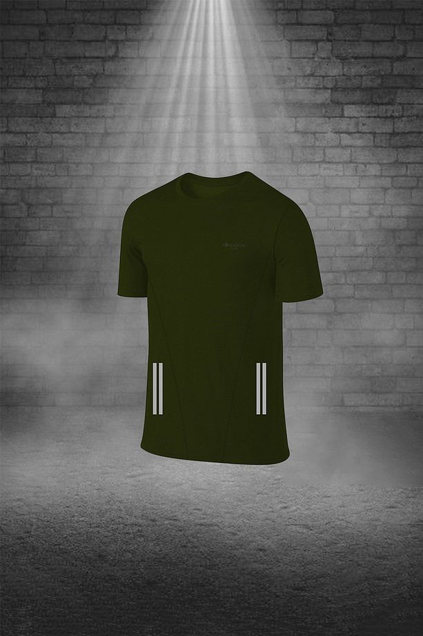 Over Size Erkek Haki Dri-fit Kumaş Bisiklet Yaka Kısa Kol Günlük Rahat Tişört Şort Alt Üst Sporcu Ta - 2