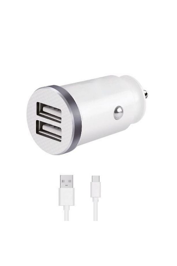 Araç Içi Çakmaklık 2xusb Girişli Hızlı Şarj 2.4a 12watt Başlık 1.2m Type-c Kablolu - 1