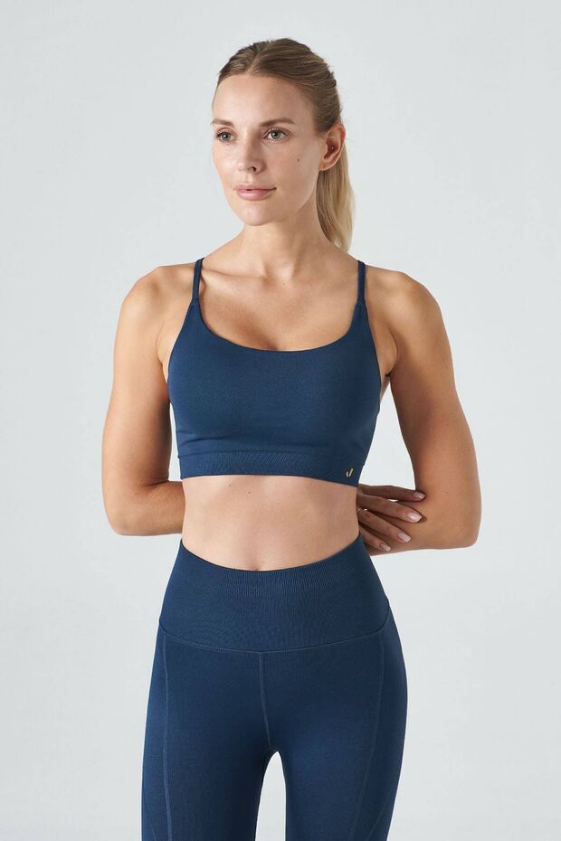 حمالة صدر بحزام رفيع قابل للتعديل باللون الأزرق الداكن - 1