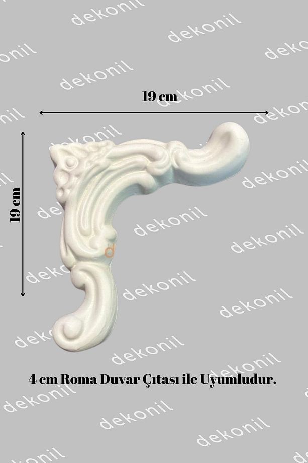 Elmas Plastik Boyanabilir 4cm Çıta Geçmeli Köşe Motifi ( 1 Adet) - 1