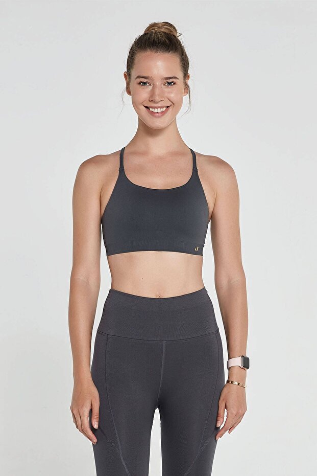 Pine Adjustable Thin Strap Bra Anthracite - 2