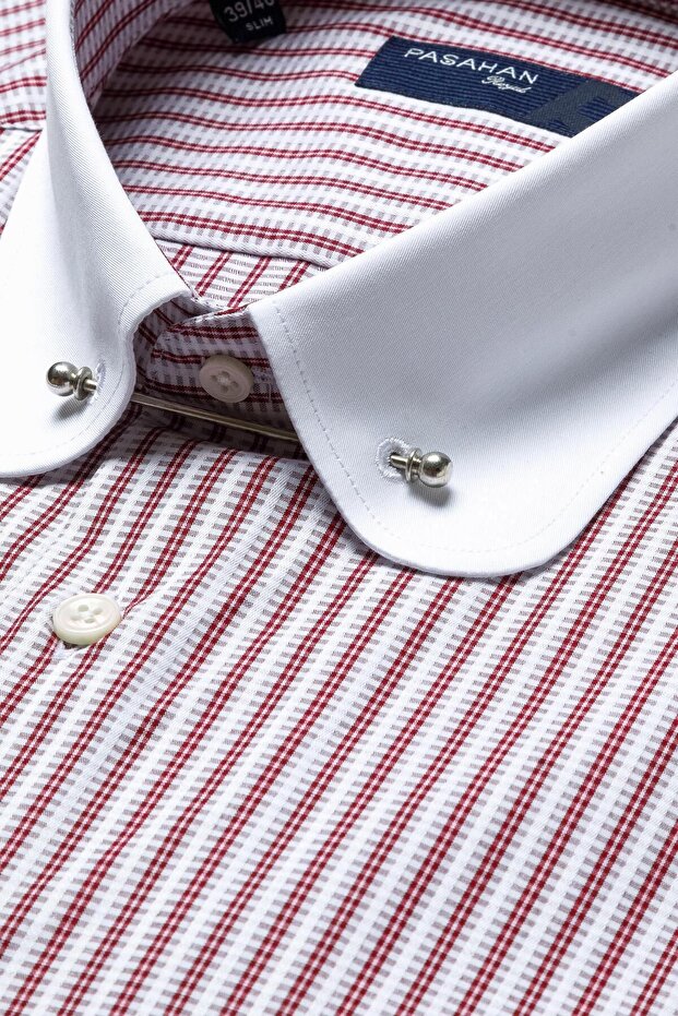 Çizgili Bebe Yaka Iğneli Gömlek - 2