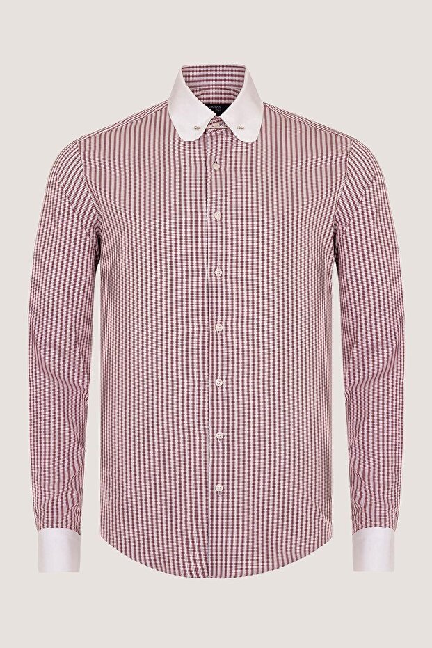 Çizgili Bebe Yaka Iğneli Gömlek - 4