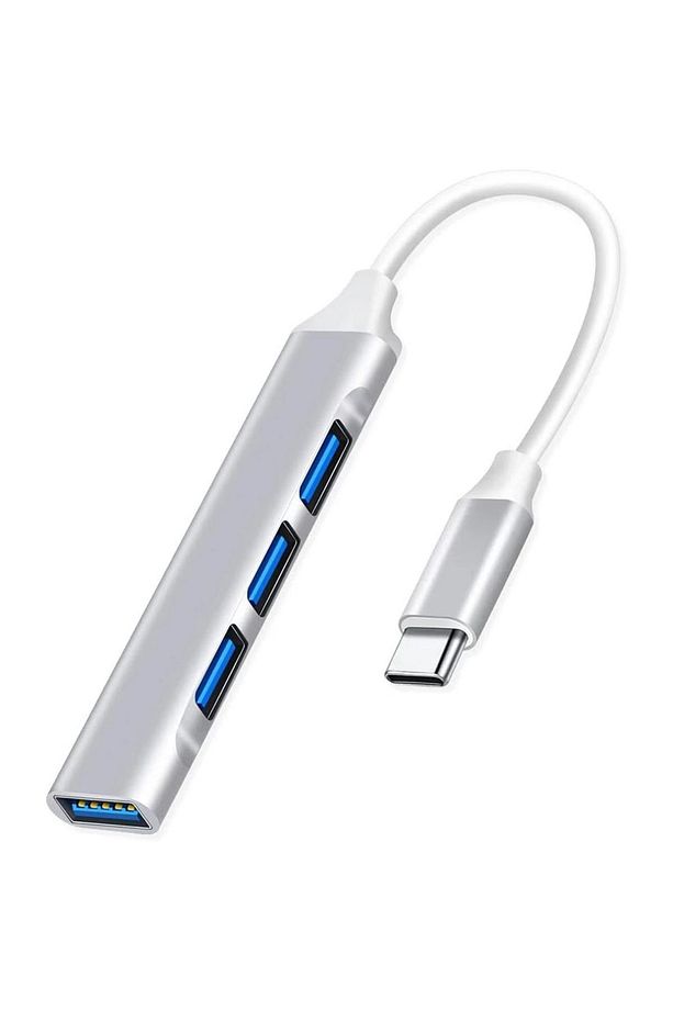 Type-C to USB 3.0 Çevirici 4 Port OTG Özellikli Telefon Tablet Bilgisayar Tüm Cihazlarla Uyumlu - 1