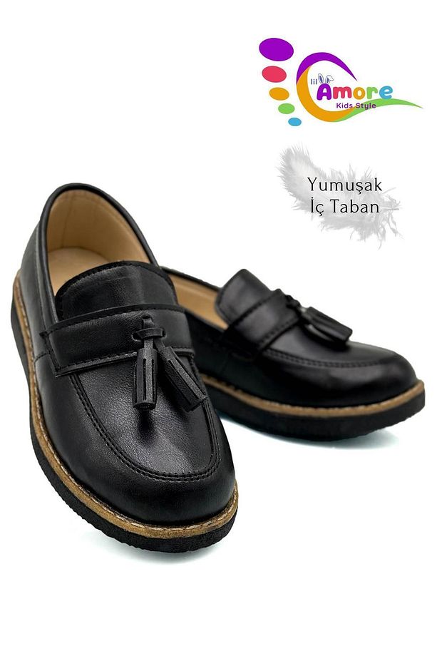 Corcik Model Erkek Çocuk Ayakkabı Mat Siyah - 1