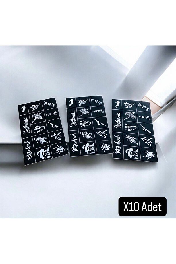 Geçici Dövme Deseni Hint Kınası Deseni  Dövme Şablonu 10 Adet - 1
