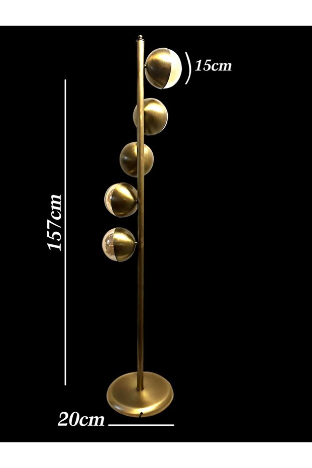 5'li Bal Rengi Küre Top Camlı Metal Eskitme Kaplama Globe Bubble Lambader - 3