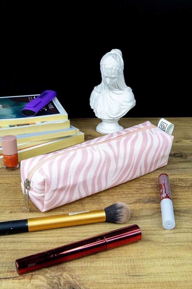 Kalem Kutusu Pastel Renkler Kare Tasarım Vegan Deri (kalemlik Ve Makyaj Çantası) - 4