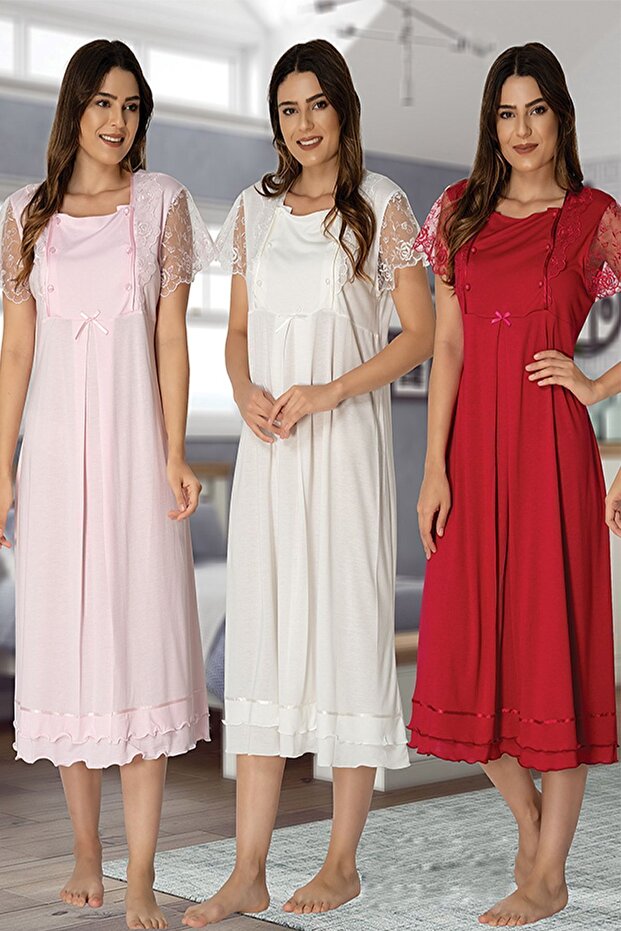 Pink 2052 Maternity Nursing Featured Nightgown