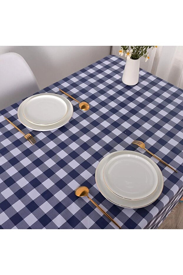 Fiesta Fiber Lined PVC Non-Slip Stain-Proof Removable Tablecloth / PLAID