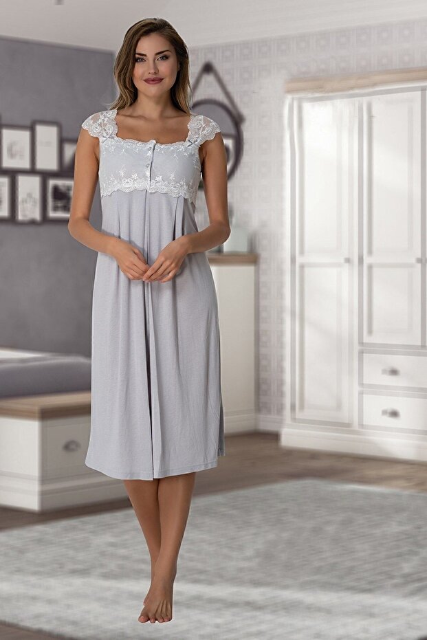 Effortt Gray Maternity Nightgown