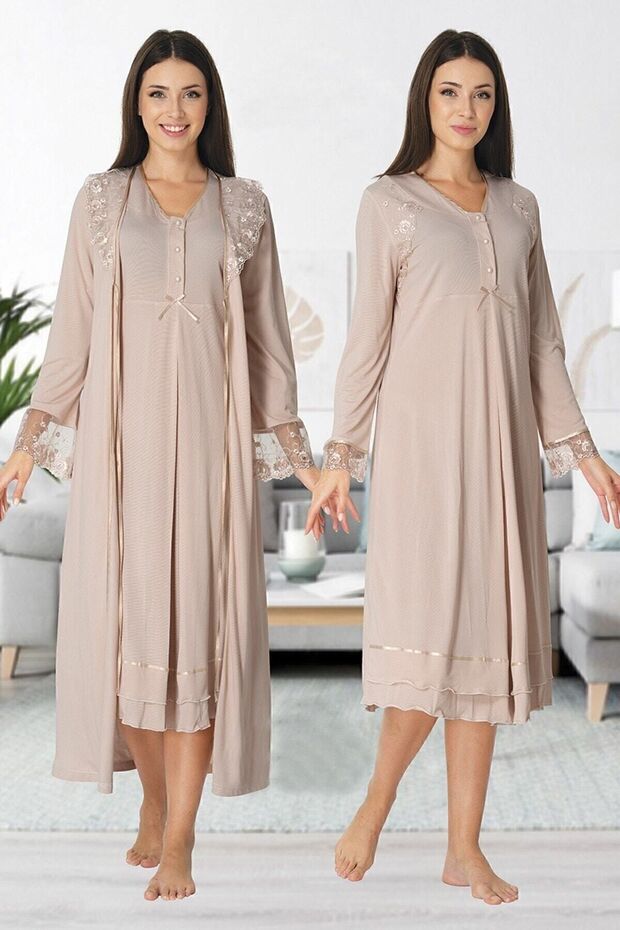 Women's Mink Maternity Nightgown Dressing Gown Set