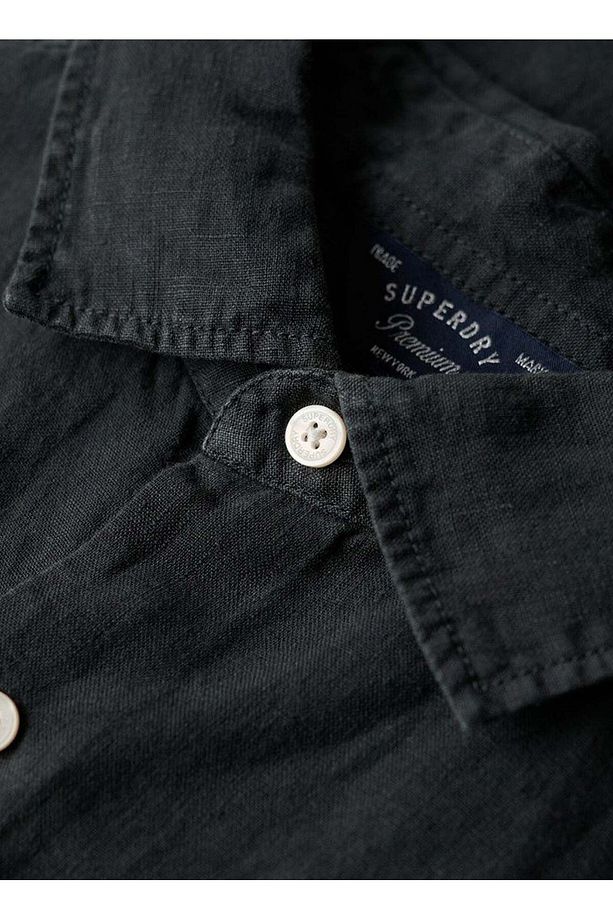 Normal Siyah Düz Erkek Gömlek M4010608AAFB_STUDIOS CASUAL LINEN S - 5