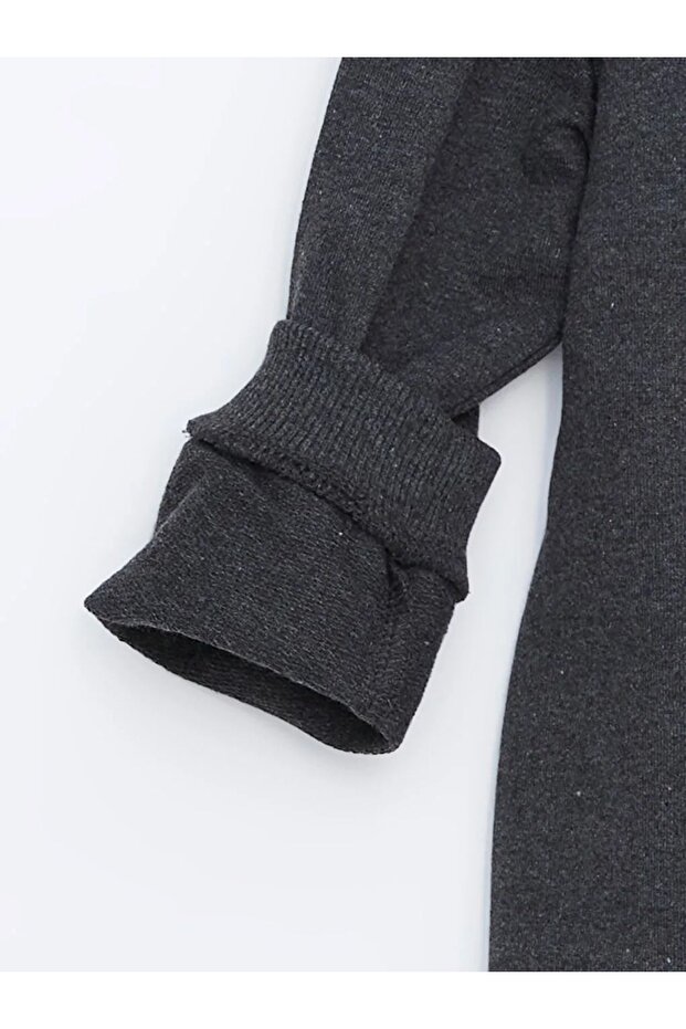 LCW ECO Antrasit Bisiklet Yaka Kız Çocuk Elbise - 2