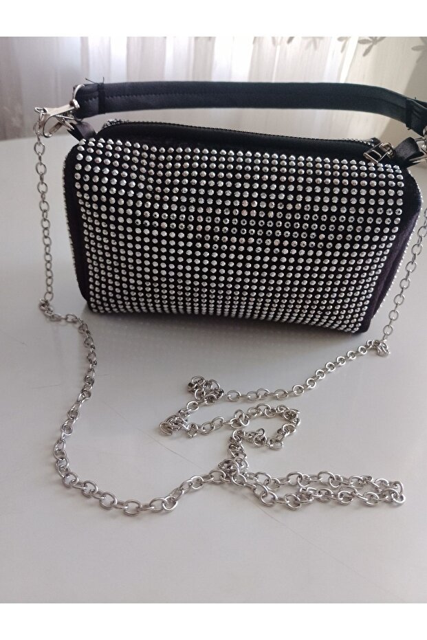 süet üzeri taşlı çanta - 3