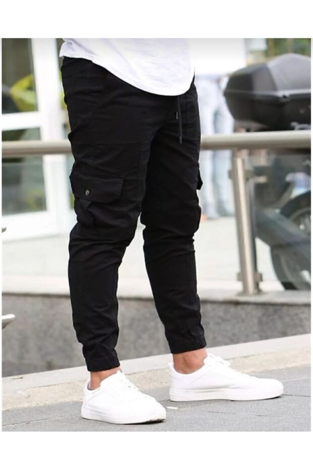 Ανδρικό παντελόνι Cargo - Ελαστικό τζιν πόδι - 1