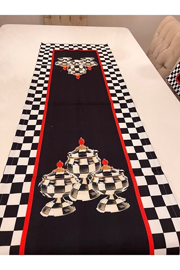 2 Li Vazo Desen Set Mackenzie Runner Fırın Örtüsü Damalı Ranır Yılbaşı Noel Ceyiz Bayram Mutfakseti - 6