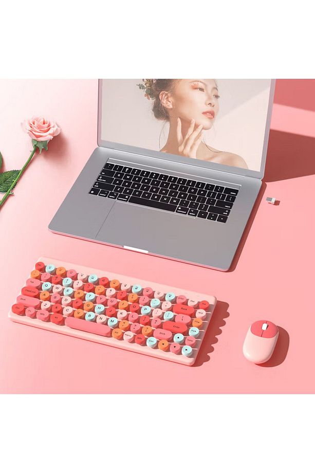 Şık Tasarım Kablosuz Usb Aparatlı Masaüstü Bilgisayar, ve Dizüstü Bilgisayar Için Klavye Mause Set - 2