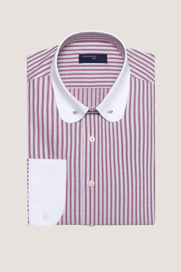 Çizgili Bebe Yaka Iğneli Gömlek - 1