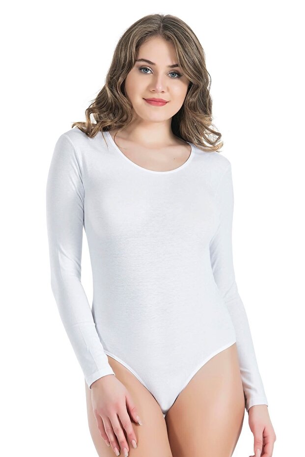 Imer Laundry Long Sleeve Bodysuit White Pidora-Blt9261 Bulut