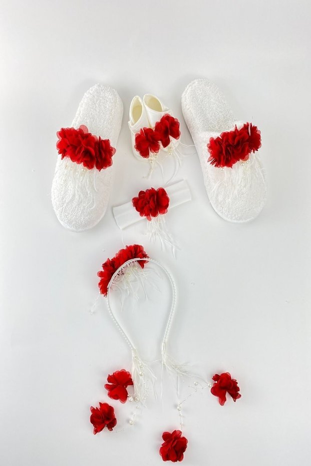 Effortt Red Mother Baby Slippers Set