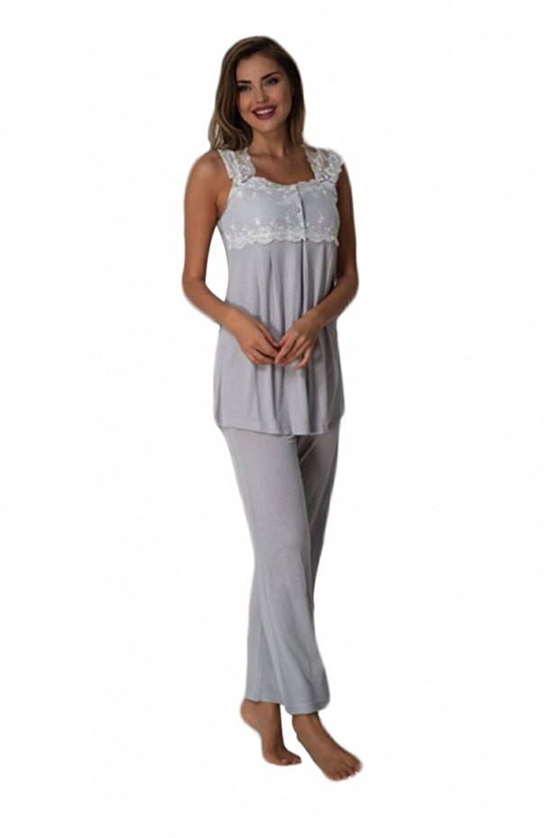 Effort Gray Maternity Short Sleeve Pajamas Set 2303