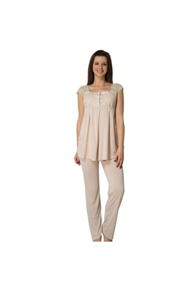 Women's Sütlükkahve Maternity Bottom Top Pajama Set