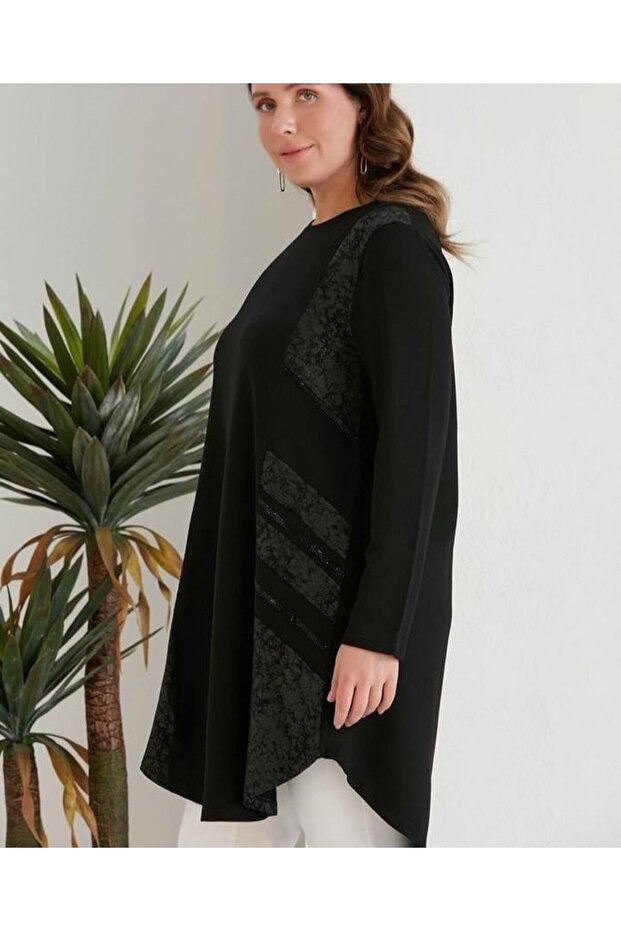 تونيك نسائي بمقاس كبير منقوش من الأمام - 3