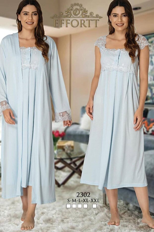 Maternity Nightgown Set with Dressing Gown