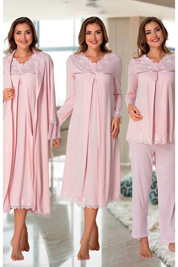 Cotton Maternity Set with Hidden Breastfeeding Feature, 4 Pieces Effortt - Pink