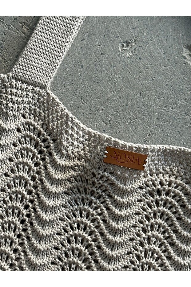 حقيبة شاطئ محبوكة بنمط موجة - تصميم خاص - 2