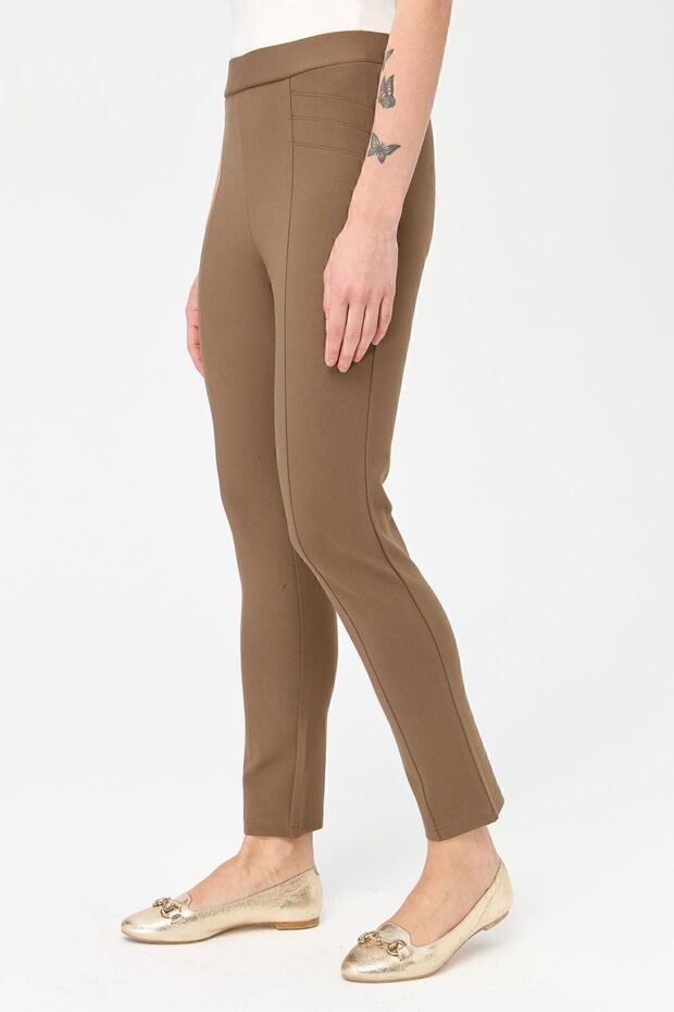 Women's Ribbed Leggings Trousers Camel
