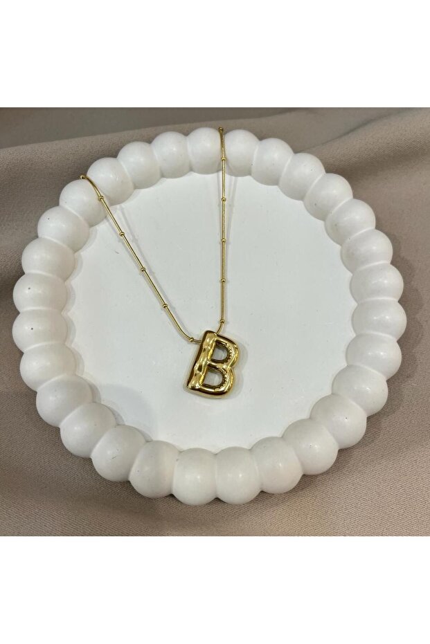 Steel Huge Balloon Letter Necklace