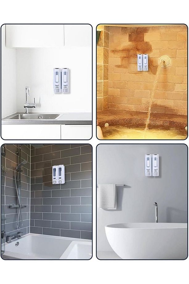 2 ADET 400 ML Sabun Dispenseri Duvara Monte Duş Şampuanlık Sıvı Sabun Banyo Tuvalet Aksesuarları - 4