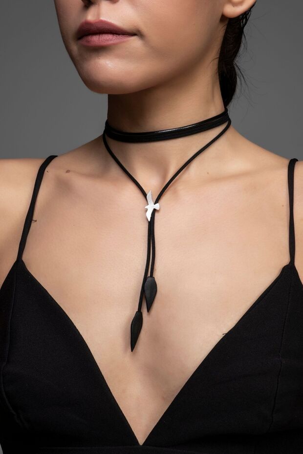 Süet Kolye Martı Objeli - 2