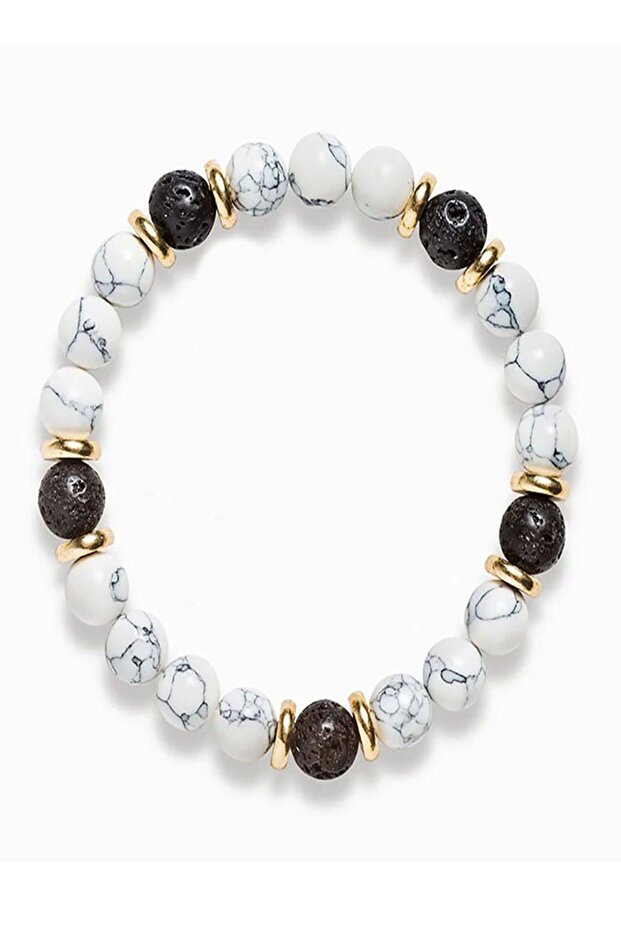 Howlite Lava Stone Hematite Natural Stone Bracelet