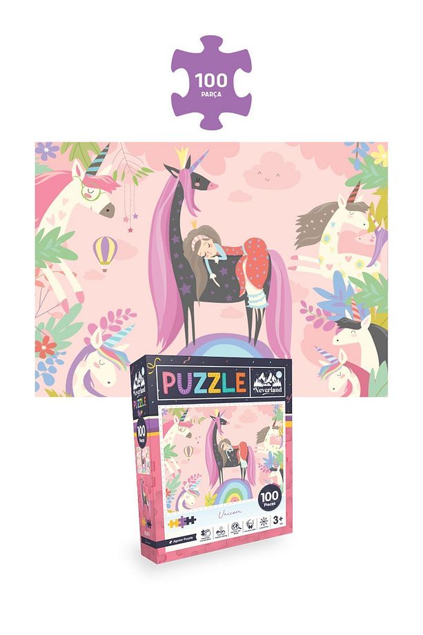 4'lü Çocuk Puzzle - 24 P. Sevimli Prenses / 50 P.deniz Kızı / 100 P. Unıcorn / 50 P. Sihirli Unıcorn - 4
