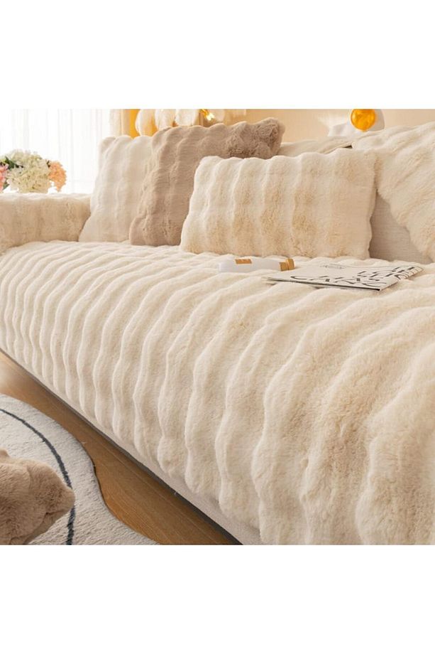 Kalın Tavşan Peluş Üç Kişilik Kanepe Için ( 1adet ) Ölçüm 80*190cm Oturmak Için Sadece Çok Yumuşak - 1