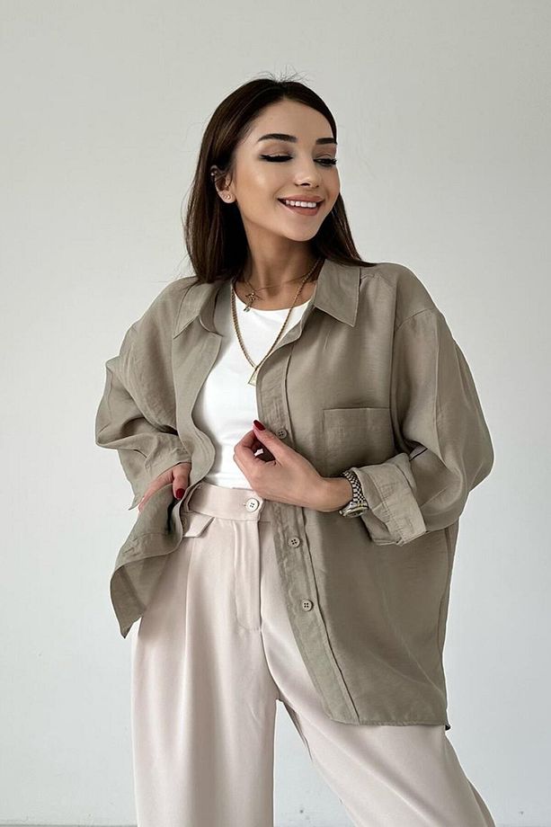 Düşük Omuzlu Oversize Gömlek - 2