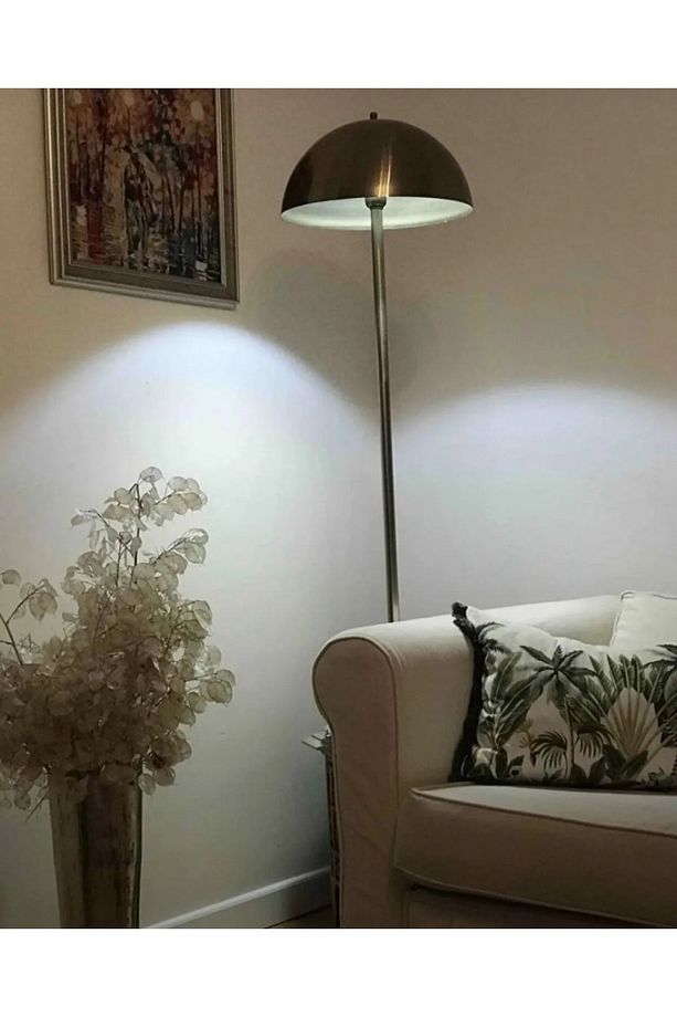 Bal renk kaplamalı mantar lambader ve mantar abajur seti - 2