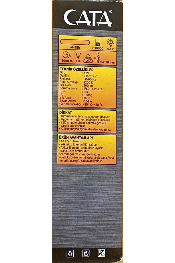 Rustik Mum Ampul 4 Watt Led Flamanlı Amber Işık - 4