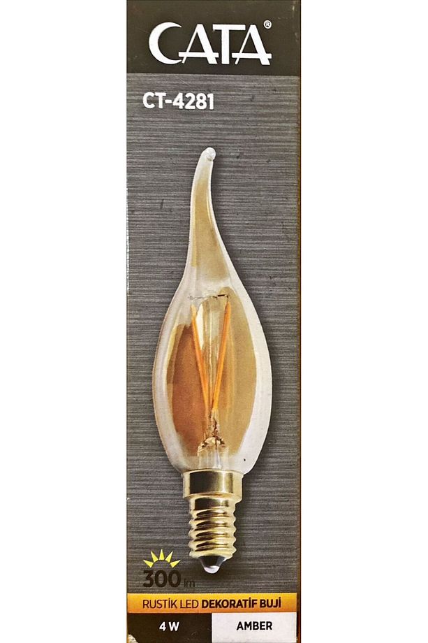Rustik Mum Ampul 4 Watt Led Flamanlı Amber Işık - 3
