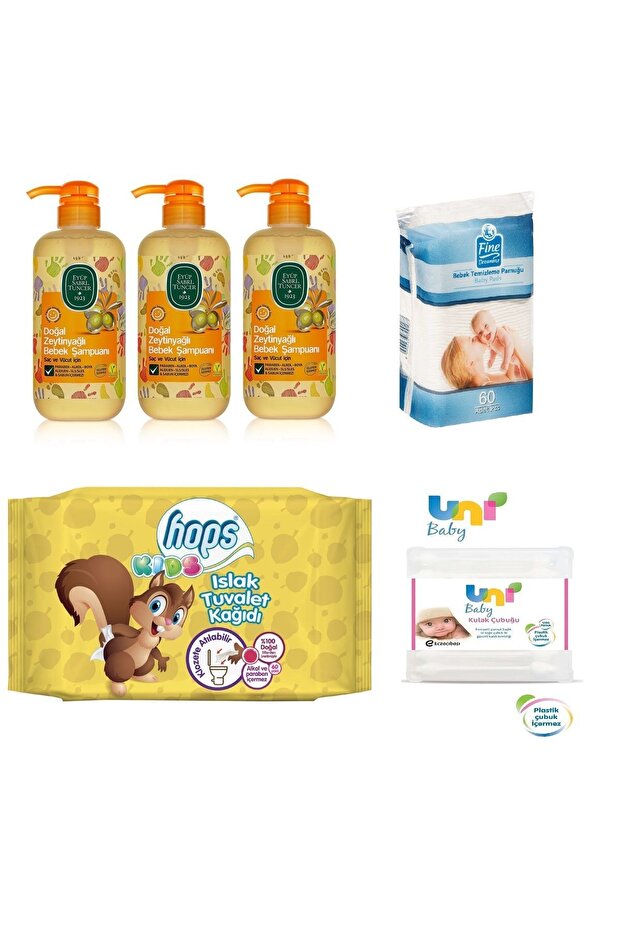 Vegan, Glutensiz Bebek Şampuanı 600 ml 3 adet ve Bakım Seti - 1
