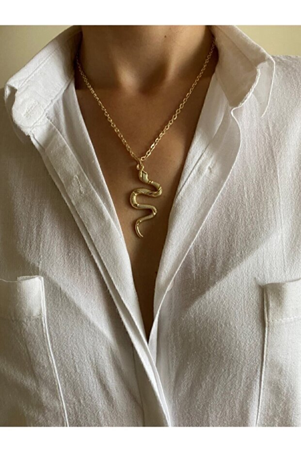 Gold Necklace with Snake Figure