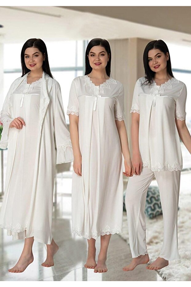 Maternity Set with Hidden Breastfeeding Feature, 4 Pieces Effortt - Ecru