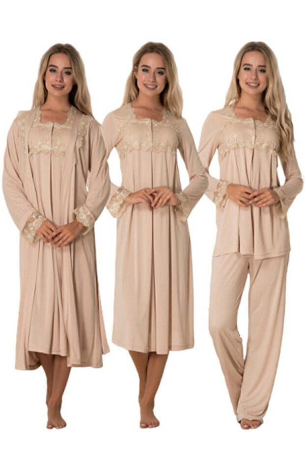 Women's Brown Maternity Pajamas Nightgown Set 2405
