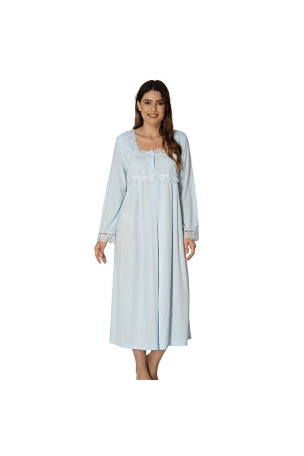 Women's Blue Maternity Nursing Nightgown