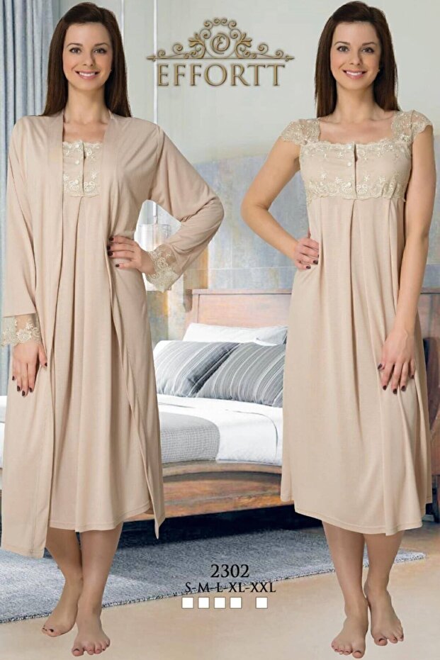 Maternity Nightgown Set with Dressing Gown