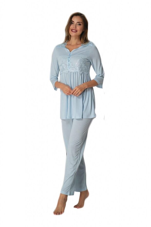 Women's Blue Maternity Pajamas Set 3011